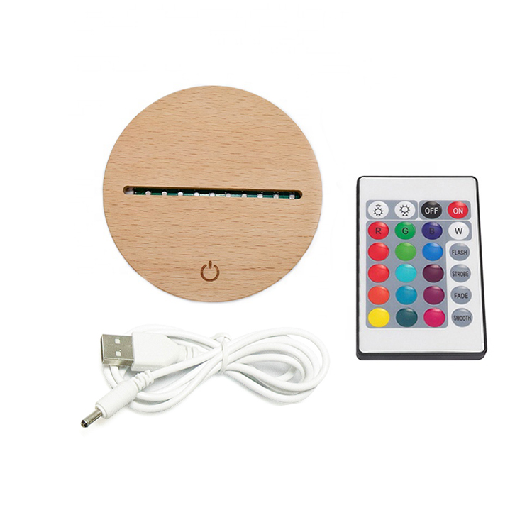 

Wholesale 7 Color Sensor 3D Beech Wood LED Acrylic Night Light Base With USB