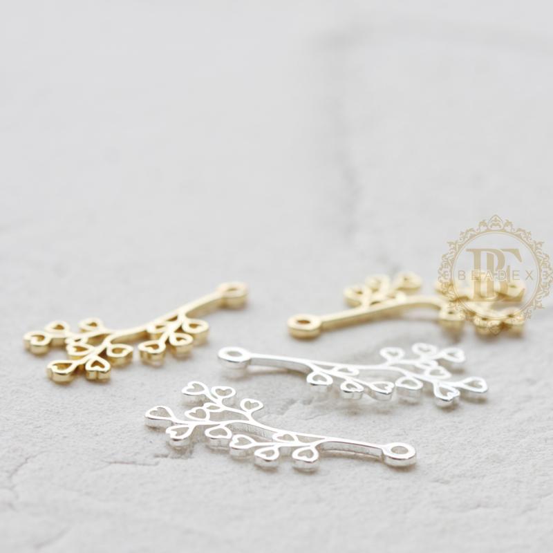 

Charms Solid Brass Leaf Branch Charm - Love Heart 20x10mm (4670C), Bronze;silver