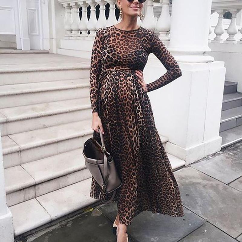 

Maternity Dresses Fashion Pography Props Leopard Pregnancy Dress Long Sleeve Clothes For Pregnant Women Po Shoot, Light color leopard