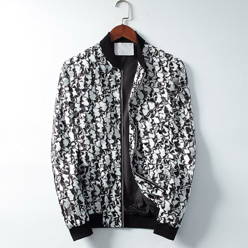 

2021 Men's Baseball Jacket Stripe Printed Zipper Uniform Fashion Matching High Quality Winter Warm Clothes Asia Code M-3X#, Black