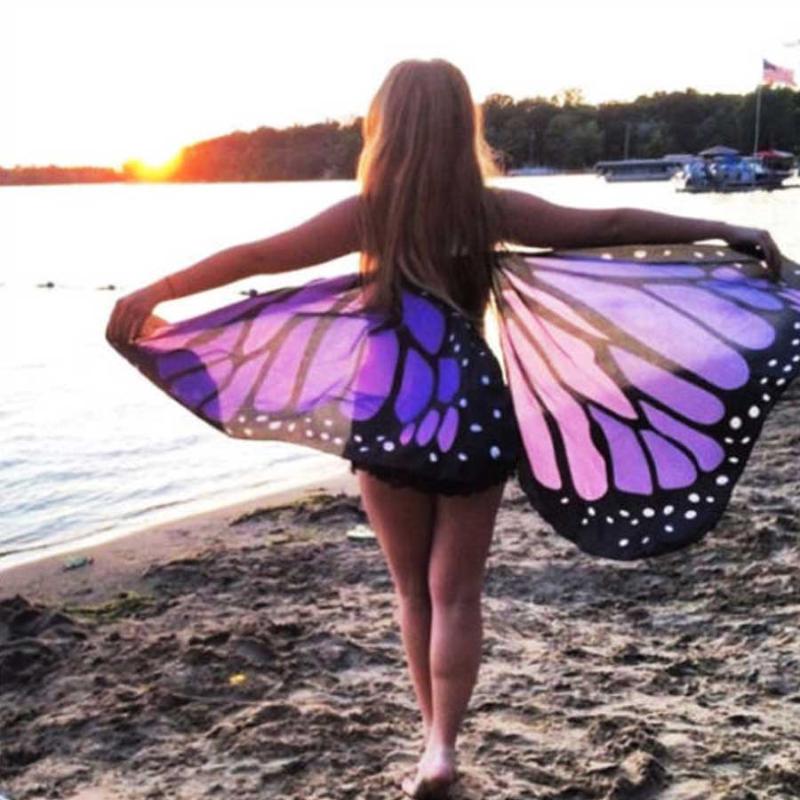 

Scarves Wholesale 7 Colors Women Scarf Pashmina Butterfly Wing Cape Peacock Shawl Wrap Gifts Cute Novelty Print Pashminas