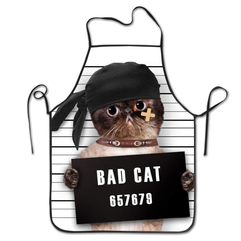 

Bad Cat Cooking Kitchen Baking Gardening Haircut Cute Apron Funny Bib Aprons For Women Men Chef