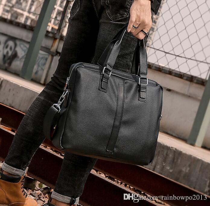 

Factory wholesale brand men bag simple leather leisure handbag British leathers business briefcase high-capacity computer bags, Black