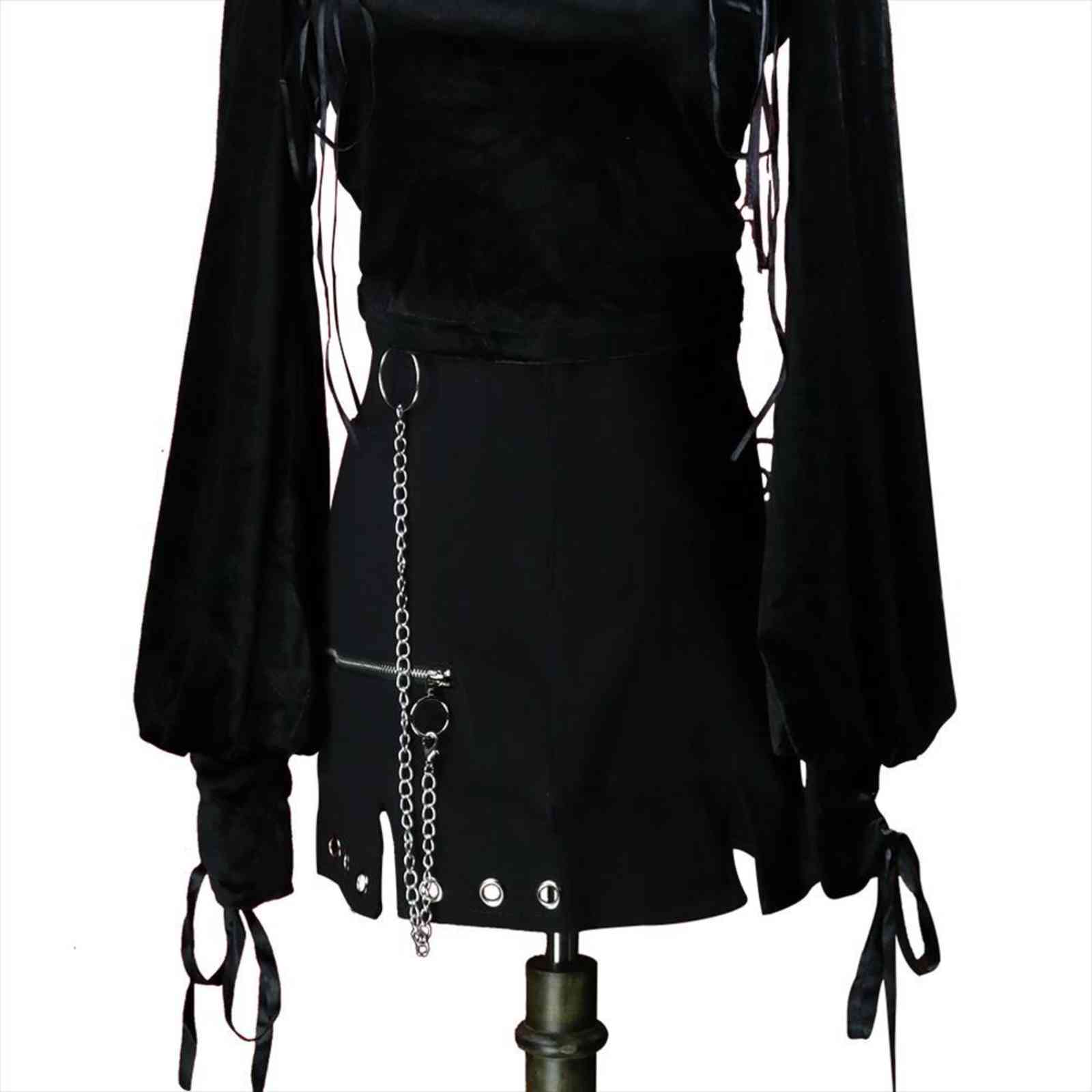 

arrival punk girls black womens skirt a line rivets short summer cool high streeet