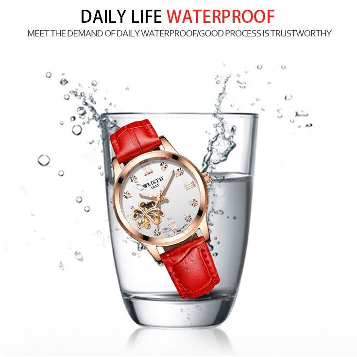 

Wristwatches WLISTH Casual Ladies Automatic Winding Watch Waterproof Women's Luminous Wrist Clock Mechanical Business Femme Watches Reloj, Brown rose