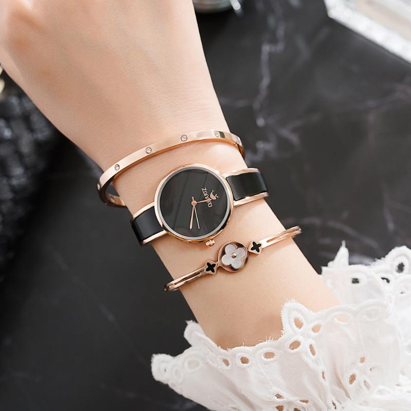 

Wristwatches 2022 Fashion Casual Combination Set Of 3 Pieces Korean Version The Mori Female Simple Watch Beautiful Full Diamond Shell, White