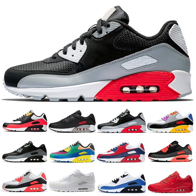 

2021 top Quality Men womens Running Shoes classic 90 Black Red White Sports Trainer Cushion Surface Breathable Sport Sneakers 36-46