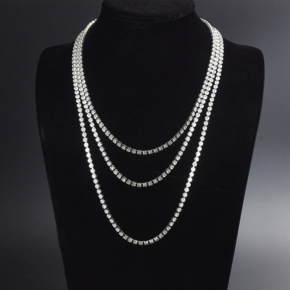 

3mm/4mm Unisex Stainless Steel Tennis Chain CZ Cubic Zircon Link Row Choker Hip Hop Necklace for Men Women