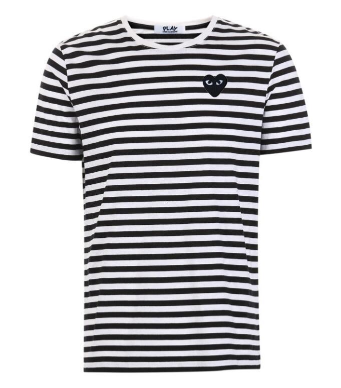 

CDG PLAY commes mens designer With Heart sport tee Shirts des garcons White Pablo stripe For Summer vetements, White;black