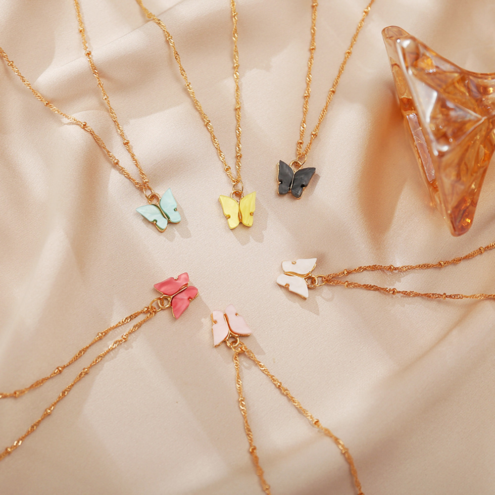 

Colorful Butterfly Necklace Women Pendant Necklaces Fashion Jewelry For Girls Statement Party