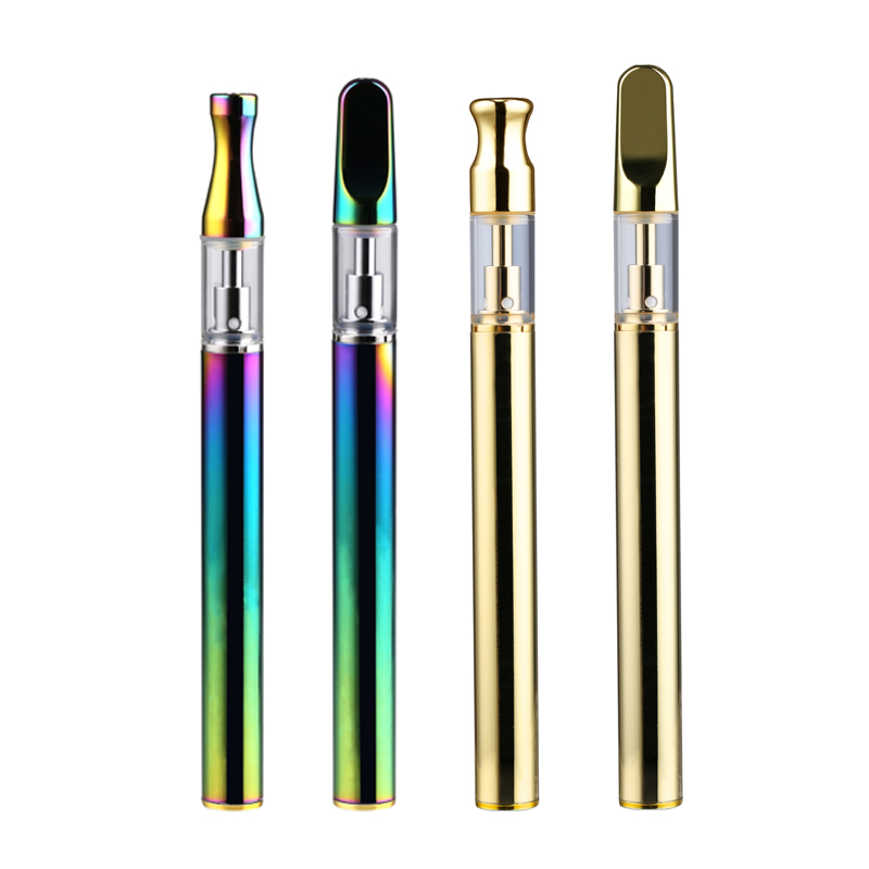 

Gold Rainbow Disposable Vape Pen Rechargeable E Cigarettes Kits USB Charge Port 0.5ml 1.0ml Ceramic Coil Empty Glass Cartridge Vapor Tube Packing, Multi