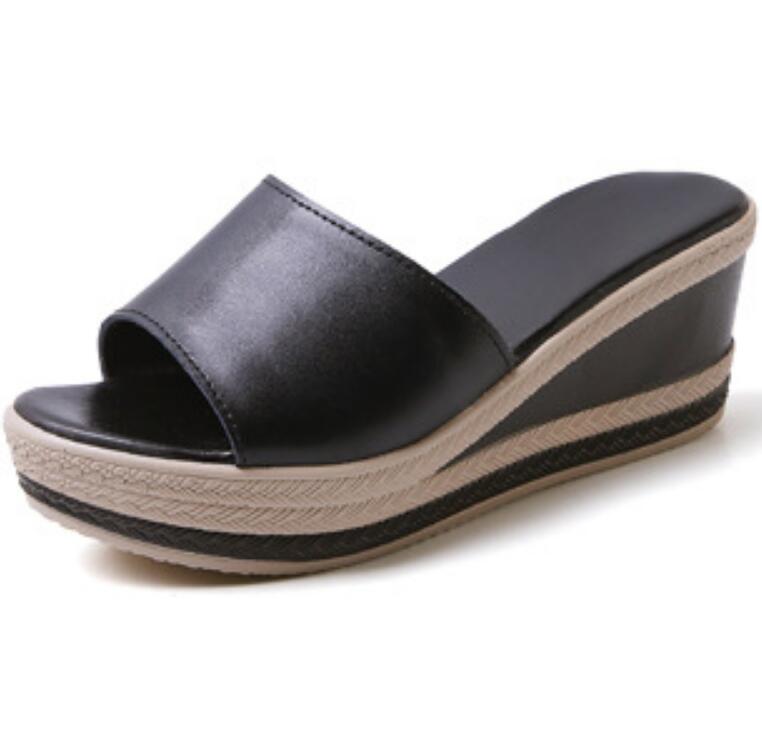 

2021 Beach Sandals Slippers Summer Vacation Comfortable Cool Outdoor One-Line Solid, Black