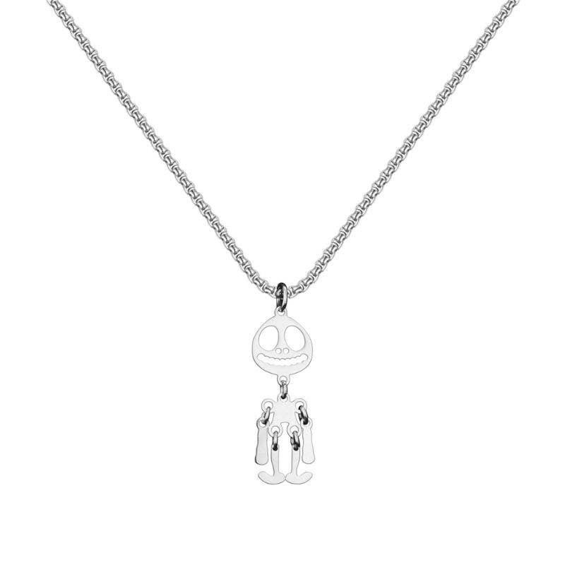 

Pendant Necklaces Fashion Punk Jewelry Women Men Silver Color Flexible Titanium Steel Alien Necklace Gift