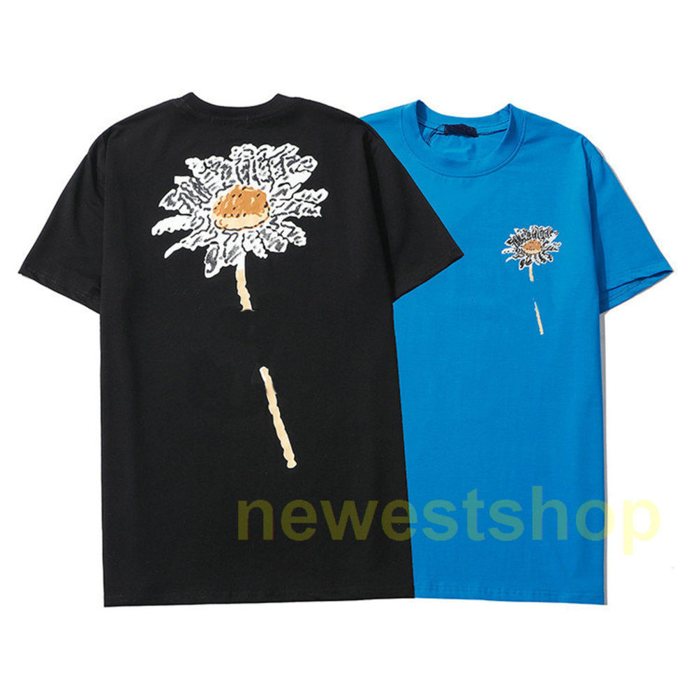 

2021 new Summer designer brand mens paris Letter flowers print t shirts high quality t shirts Fashion t-shirt Women Casual cotton tee, White;black
