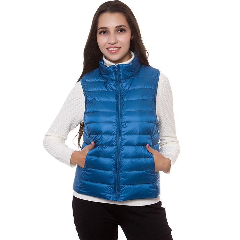 

Women' Vests Spring Autumn Female Basic Waistcoat Jackets Fashion Down Vest Women Outerwear Stand Collar Light Thin Style Ladies Short Coat, Red