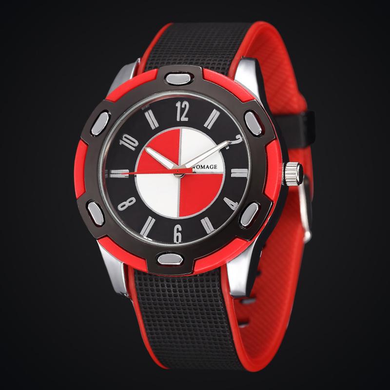

Wristwatches Fashion Sports Women's Watch Men's Silicone Watches Military Casual Quartz Clock Drop Montre Homme, Red