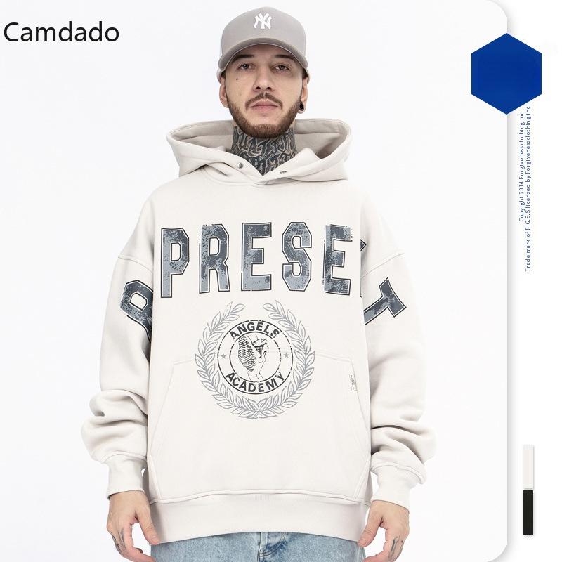 

Men's Hoodies & Sweatshirts Casual Plus Velvet Hoodie Men 2021 Autumn Winter Retro Long Sleeve Printed Sweater Warm Jacket High Street Hoode, Black