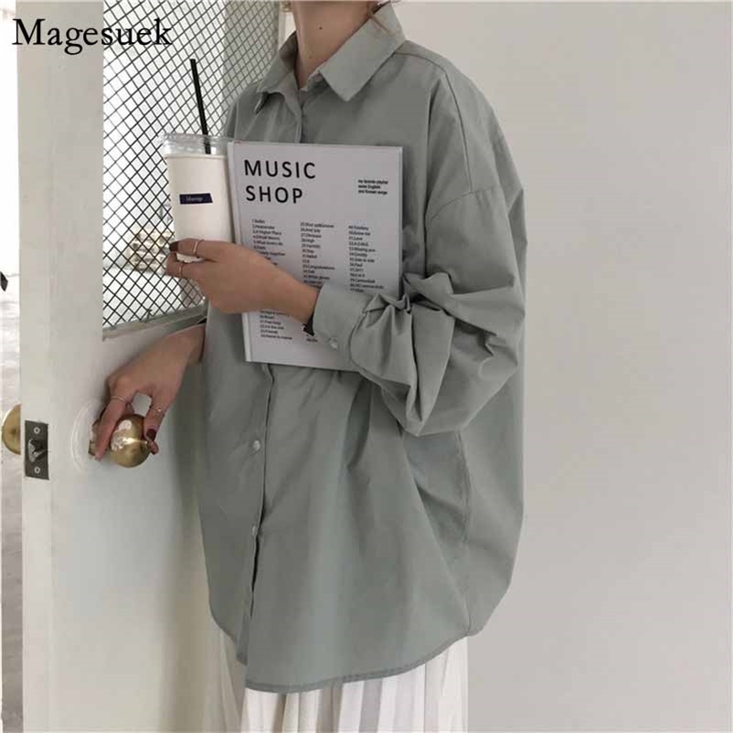 

Casual All-Match Women Tops Shirts Korean White Loose Button Office Lady Blouses Blusas Mujer De Moda 10237 210518, Pink