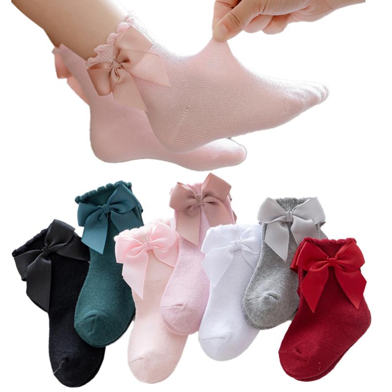 

Socks Sweet Korean Style Girl Fashion Born Baby Cute Bowknot Knitted Ankle Party Brithday Wedding Princess Clothes, White