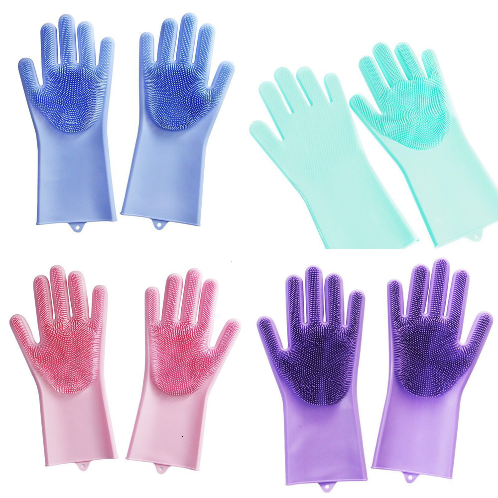 

You Five To Color Optional Magic Silicone Dishwashing Scrubber Dish Washing Sponge Rubber Scrub Gloves Kitchen Cleaning 1 Pair Online F79I