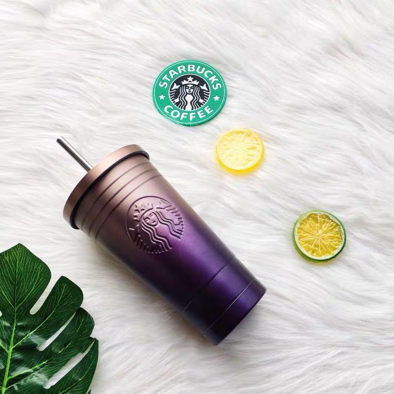 

500ML Starbucks Thermos Mugs Vacuum Flasks with Straw Stainless Steel Cup Coffee Mug Travel Bottle, As pic