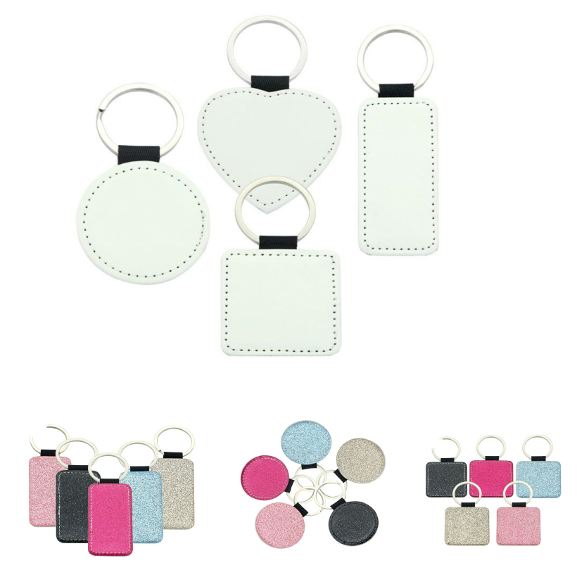 

Sublimation Blanks Keychain Party Gifts PU Leather Keychains For Christmas Heat Transfer Keyring DIY Craft Supplies HH21-263