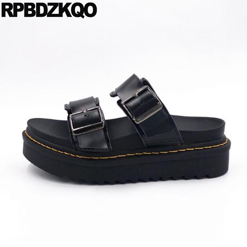 

Slippers Fashion Luxury Shoes Women Designers Metal Flatforms High Heel Genuine Leather Sandals Platform Patent Slides Summer, Black