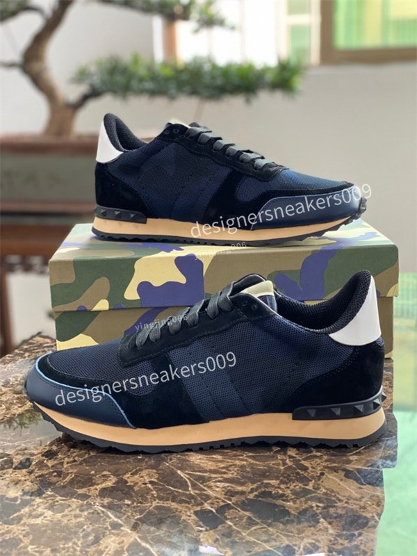 

2022 Top Quality Camouflage Sneaker Womens Mens Rivet Shoes Studded Flats Mesh Camo Suede Leather Casual Trainers, 01