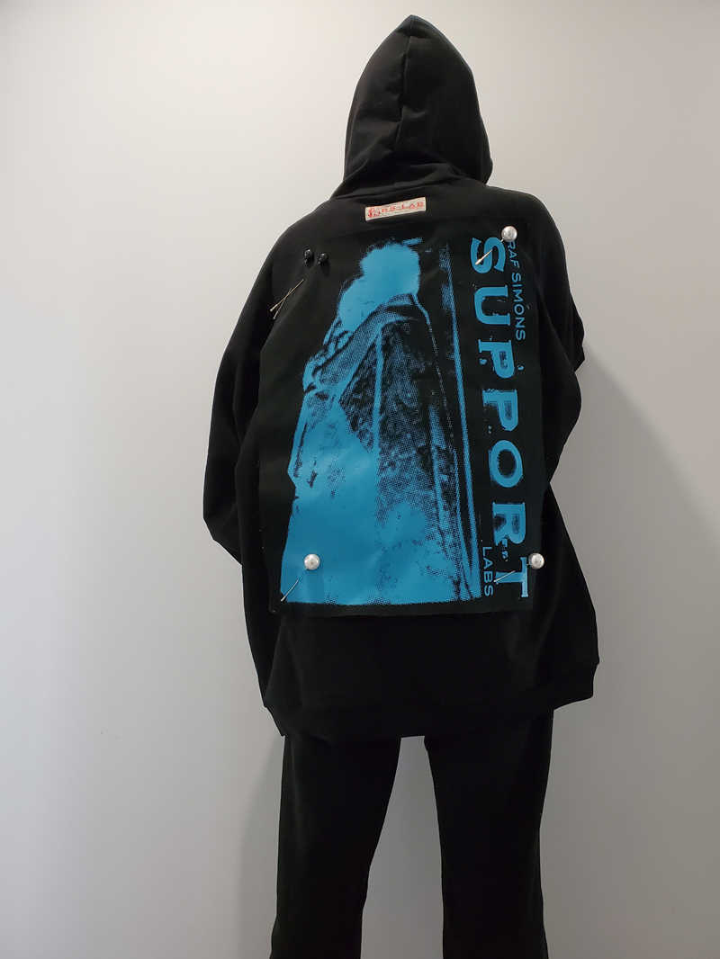 

Men' Hoodies Gao Jie: RAF simons2020ss profile printing the XX co branded knitted sweater, Black