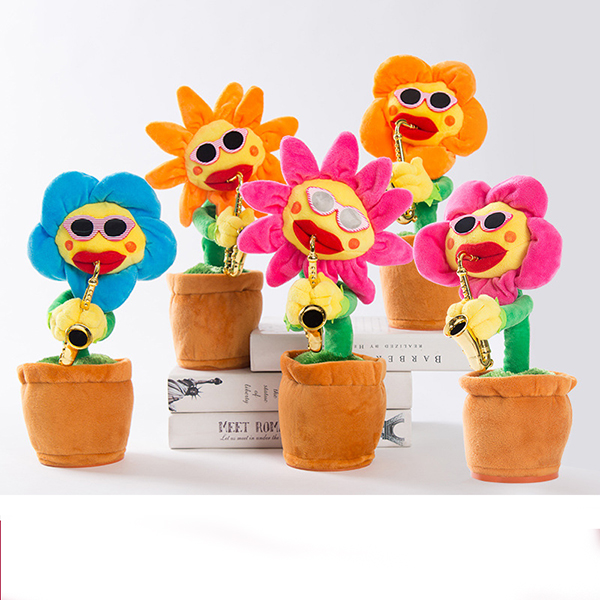 

Pop toy s Enchanting Flower Sunflower Plush Music Toys Handmade Luminescence Electric Enchantings Flowers Novel Style Sax Sing Dance Funny S