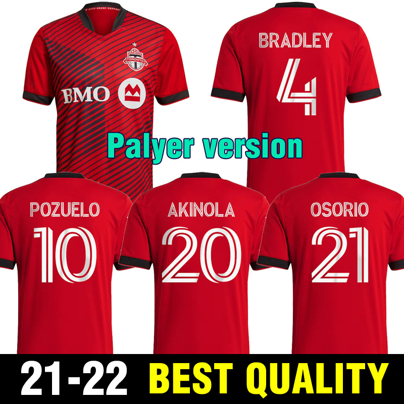 

2021 2022 Toronto Player Version Soccer Jersey 21 22 #10 POZUELO BRADLEY Uniform Mens #20 AKINOLA OSORIO ALTIDORE Football Shirt