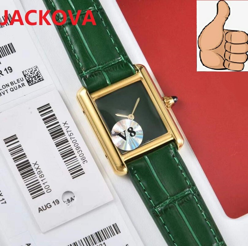 

High quality Top model Fashion Lady Quartz Watches 24mm Casual thin thickness women wristwatch genuine green blue brown leather Luxury female Watch Gifts, As pic
