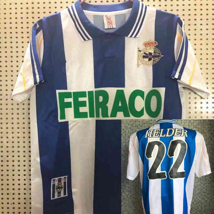 

Top quality1999 2000 Deportivo de La Coruña retro soccer jersey 99 00 Deportivo La Coruna VALERON MAKAAY bebeto BITINHO adult football shirt, White