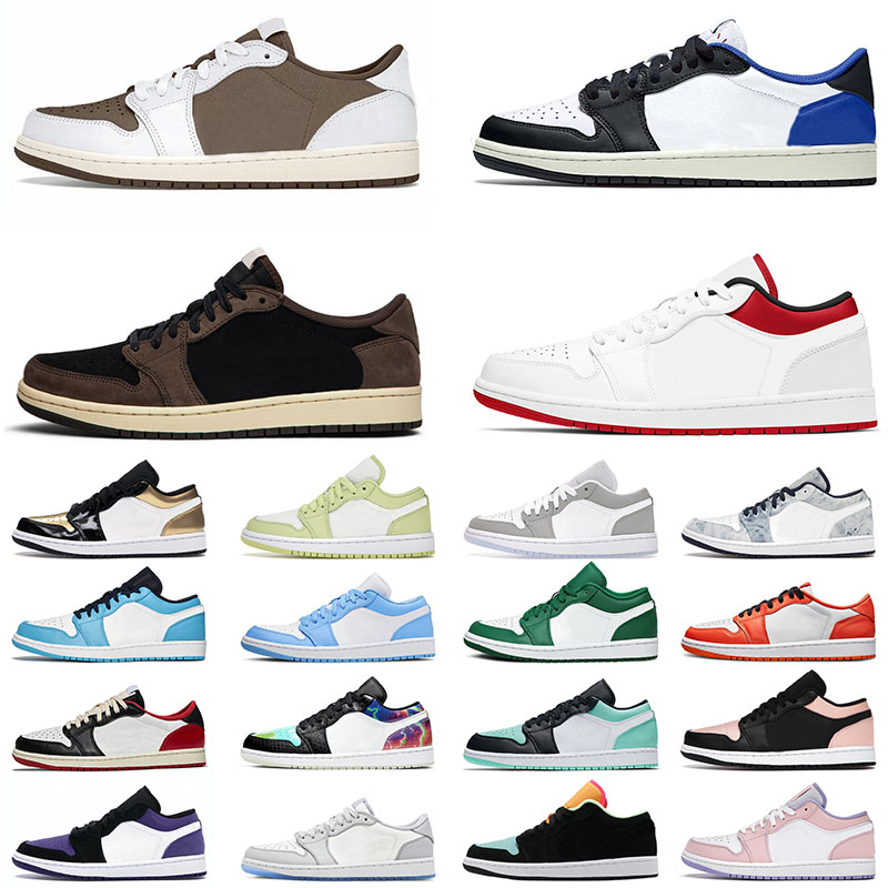 

Mens Jumpman 1 1s Low Basketball Shoes Reverse Mocha TS x Fragment UNC Pine Green Black Toe Crimson Tint Wolf Grey Gym Red Starfish Trainers Designer Sneakers, 36-45 royal toe