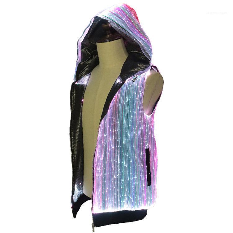 

Men' Hoodies & Sweatshirts Unisex Sleeveless Hip Hop Streetwear Fiber Optic Hoodie By OEM, Red