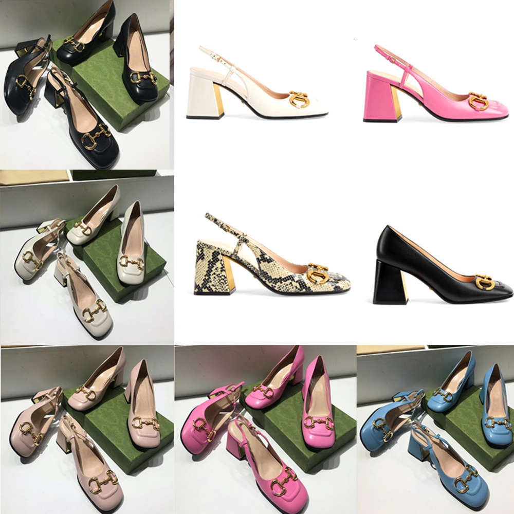

Women Dress High Heels mid-heel Slingback pump with Horsebit Vintage Square toe Mules Top grade Leather Party shoes 273, Color 1