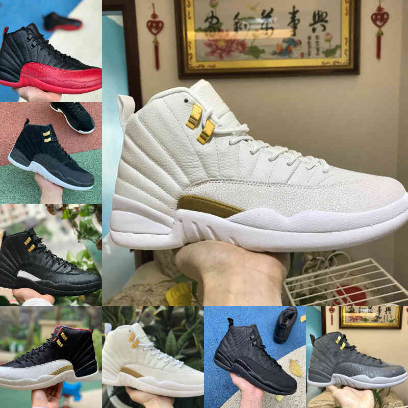 

Shoes OVO White Fiba 12 Reverse Flu Game Dark Concord 12s Basketball University Gold Indigo Game Royal Trainers Sports Sneakers, Bubble wrap packaging