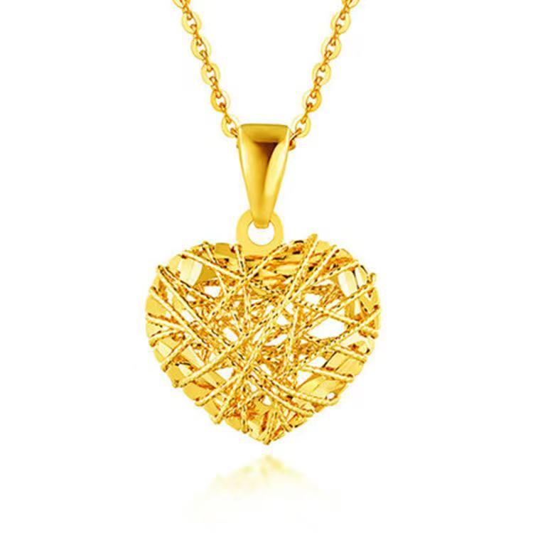 

Chains MOFLO 18k Real Gold Necklace Jewelry Yellow Genuine Heart Pendant