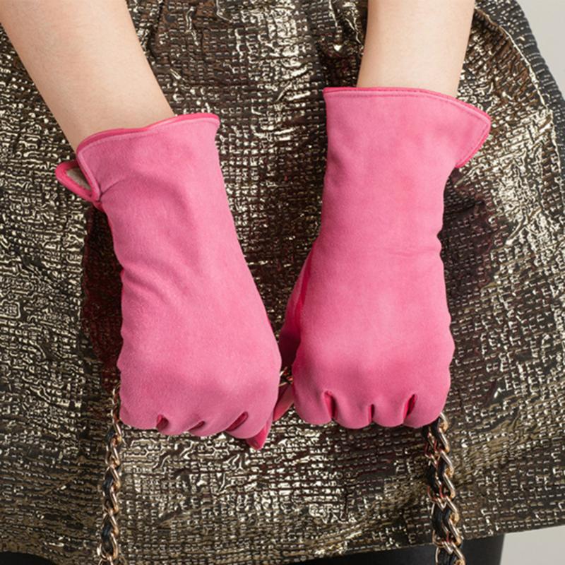

Five Fingers Gloves Winter Women's Genuine Leather 2021 Fashion Warm Color Sheepskin Mittens S2165