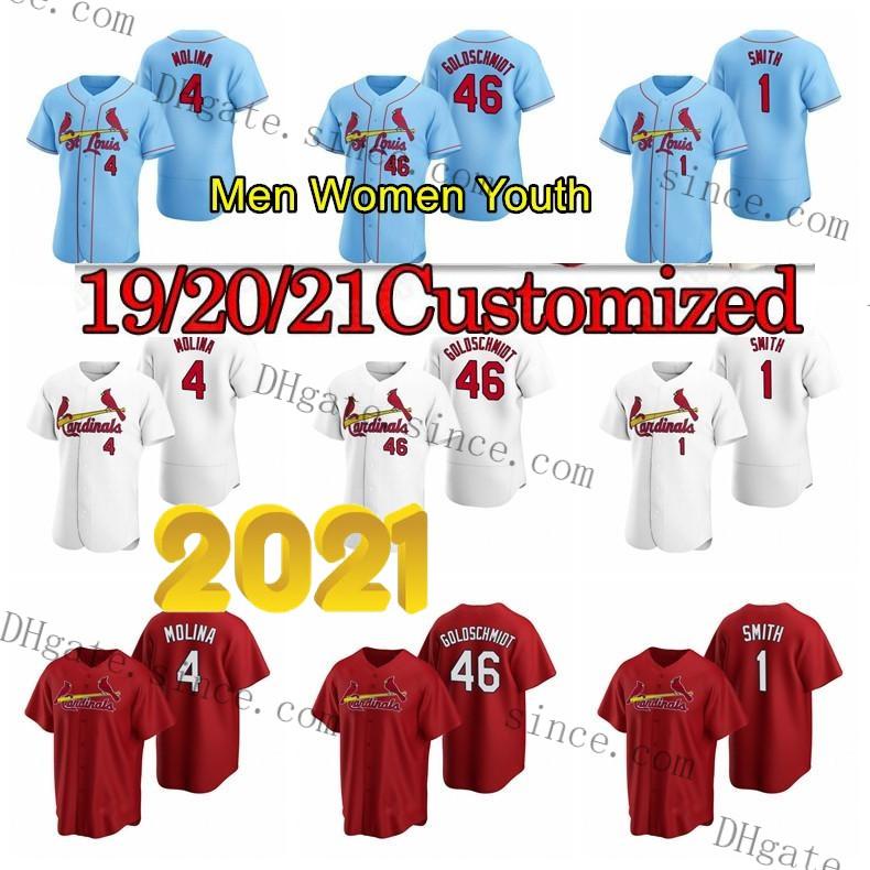 

St. Louis 28 Nolan Arenado Cardinal Baseball Jerseys 4 Yadier Molina 46 Paul Goldschmidt 1 Ozzie Smith 13 Matt Carpenter customized, Blue;black