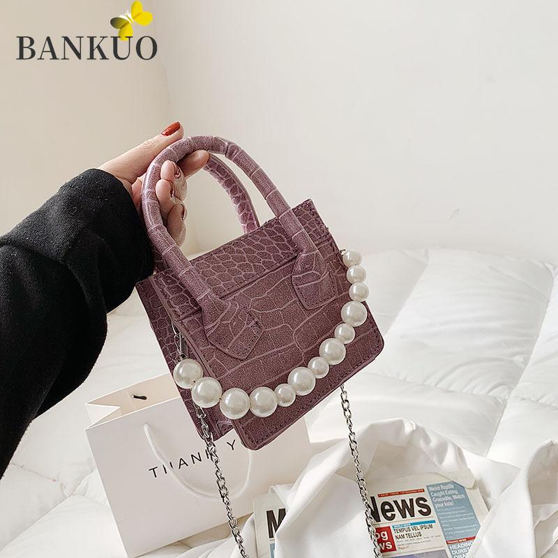 

Womens Bags Spring Fashion Pearl Handbags Stone Print Solid Shoulder For Women Chainc Rossbody 2021 Y403 Cross Body, Black