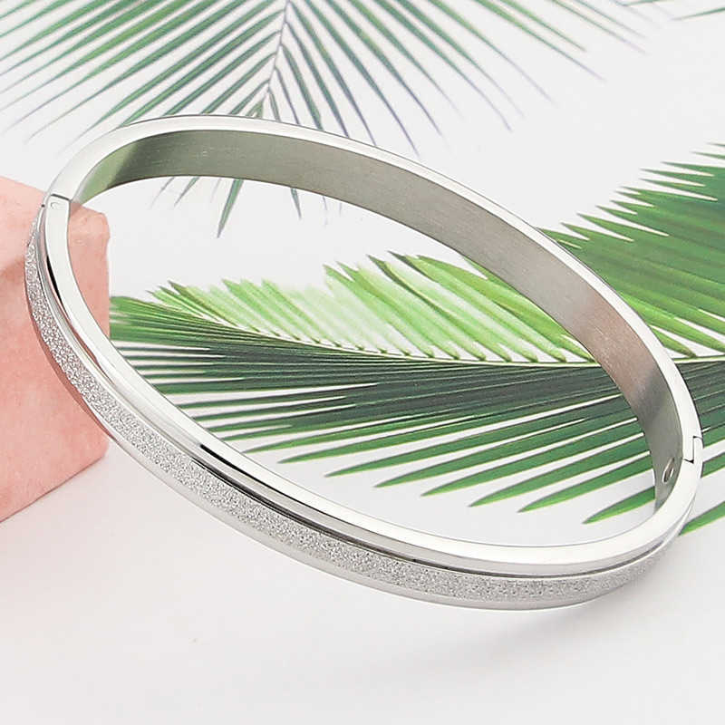 

Hot Fashion Stainless Steel Jewelry High Quality Milled Sand Bangle for Woman Man Bracelet Party Gift Wholesale Q0719