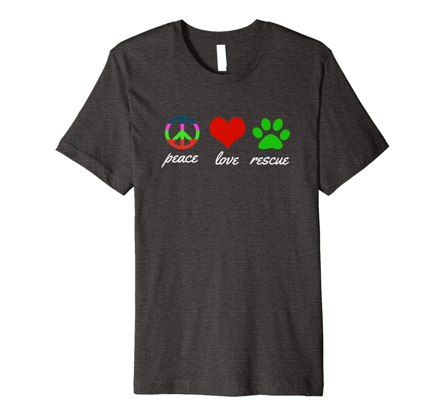 

peace love rescue dog mommy t-shirt, White;black