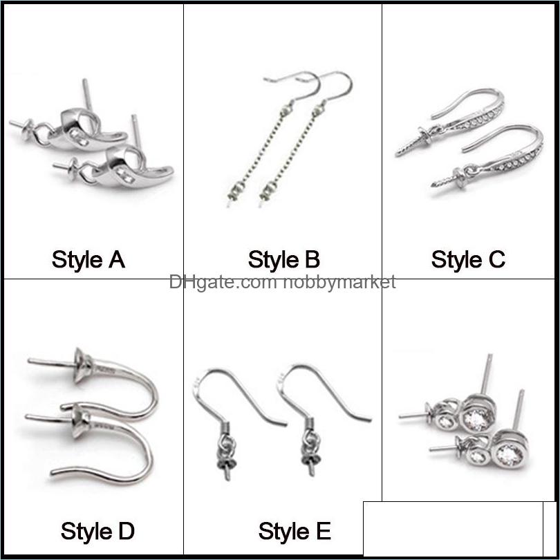 Paramètres de bijoux 925 Sterling Sier boucles d'oreilles breloques de montage boucles d'oreilles pendantes 6 Styles goutte femmes déclaration li
