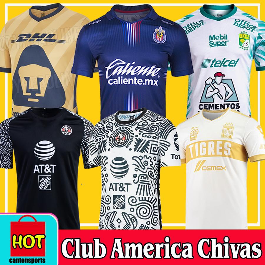 

2021 2122 Chivas Guadalajara Home Away Third Esports Soccer Jerseys 115th 20/21 Club America UNAM Gold LEON UANL TIGRES Camiseta de Futbol 1, Black;yellow