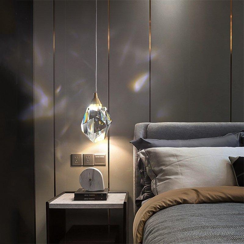 

Pendant Lamps Postmodern Crystal Led Lights Nordic Bedroom Bedside Lamp Restaurant Dining Room Bar Hanging Light Art Decor