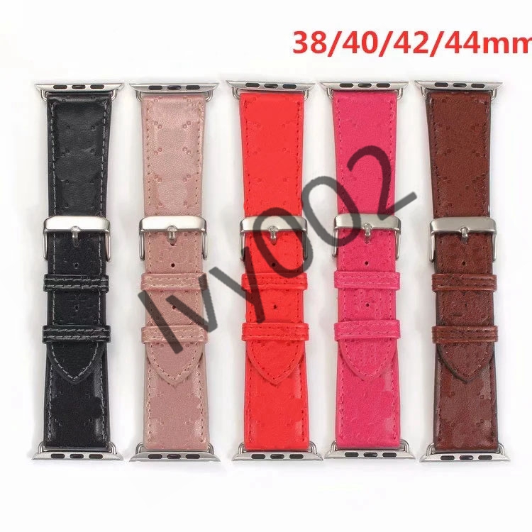 

2021 designer Watchbands Watch Band 42mm 38mm 40mm 44mm iwatch 2 3 4 5 bands Leather Strap Bracelet Fashion Stripes watchband IV002