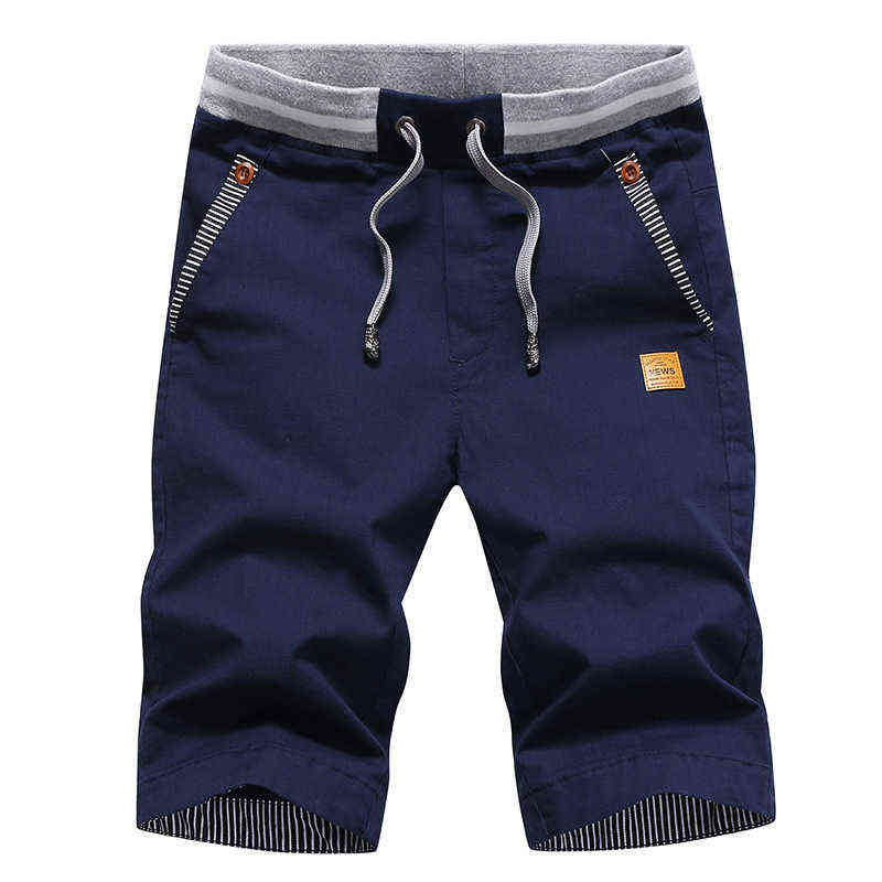 

Summer Cargo Shorts Mens Casual Elastic Waist Cotton Beach Shorts Male Fashion Breathable Shorts homme Clothing 4XL H1210, Dark blue