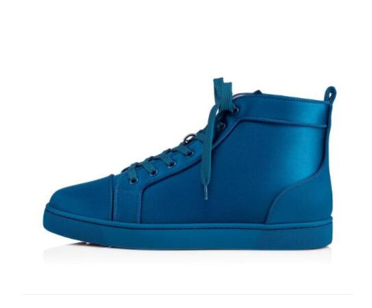 

Colorful Blue Sneakers Red Bottom Shoes High Top Luxury Designer Classic Louspiked Orlato Men s Flat Wedding Party Dress 35-47, Sky blue