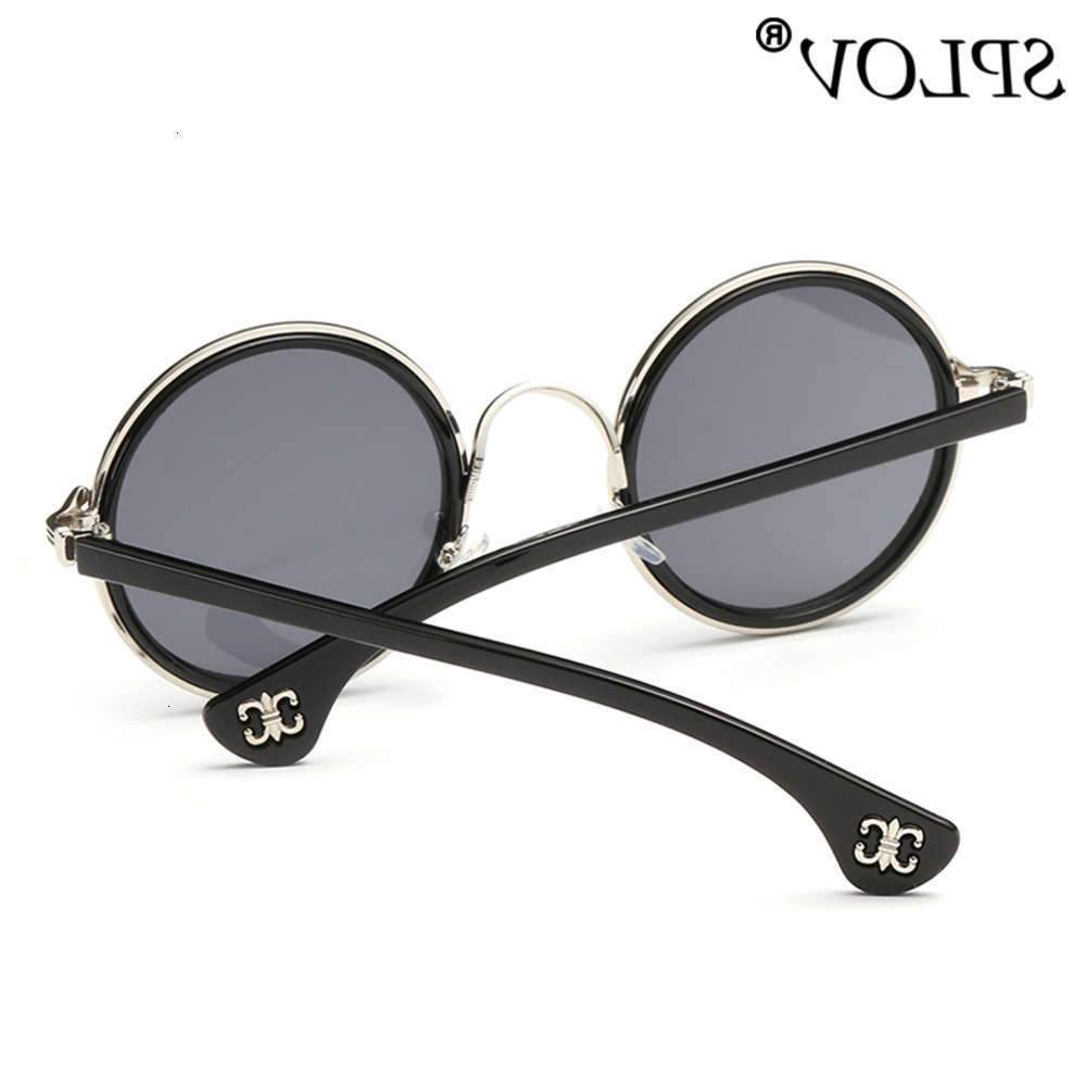 

sunglasses SPLOV Arrived Round Sunglasses Men Women Vintage Colorful Sun Glasses Brand Designer Metal Eyewear Occhiali Da Sole, Black